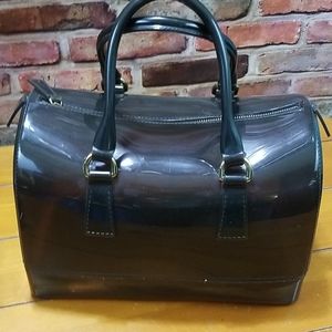 High mil plastic brown clear satchel